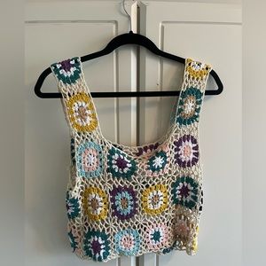 multicolored light knit crochet shirt